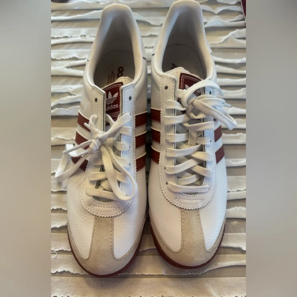 Original Adidas Samoa Sneakers White Ruby Red Burgundy Low Profile Sneaker Sz 11